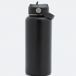Garrafa Em Metal Com Canudo Reutilizável 1300ml Preto