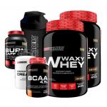KIT -2x Whey Protein Waxy Whey +BCAA 100g + Creatina 100g +Cafeína 60 cáps + Coqueteleira-BB